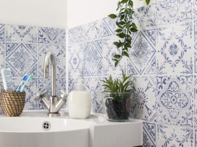 Dalle adhésive murale Wall Tiles DC FIX Carreaux de ciment vintage L.30,5 x l.30,5 cm vendue par 6 pièces