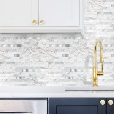 Dalle adhésive murale Wall Tiles premium D-C-Fix® effet plaquette de parement marbre et métal L.34,5 x l.30cm