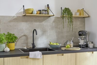 Dalle adhésive murales Wall Tiles premium D-C-Fix® effet travertin beige sable L.30,5 x l.38,10cm