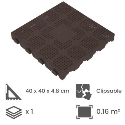 Dalle autoportante clipsable ajourée jardin - 39 x 39 cm - Marron