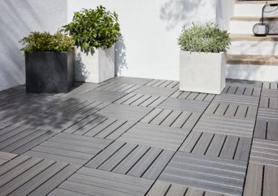 Dalle clipsable composite gris Lempa 30 x 30 cm vendue par 4 pièces