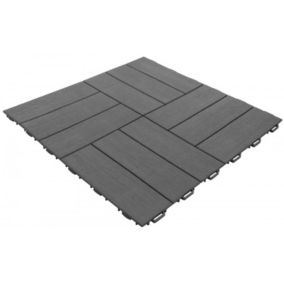 Dalle clipsable jardin finition bois "A l'italienne" - 56 x56 cm - Gris anthracite