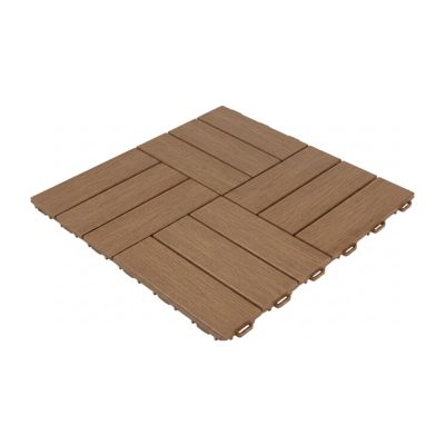 Dalle clipsable jardin finition bois "A l'italienne" - 56 x56 cm - Marron