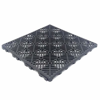 Dalle de sol auto-ventilé (Gris Forge) 30 x 30 x 1,5 cm. Pour sols de piscines, douches de jardin, salles de bains, vestiaires