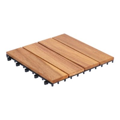 Dalle de terrasse bois d'acacia Floro Klikstrom L.30 x l.30 cm vendue par 4 pièces