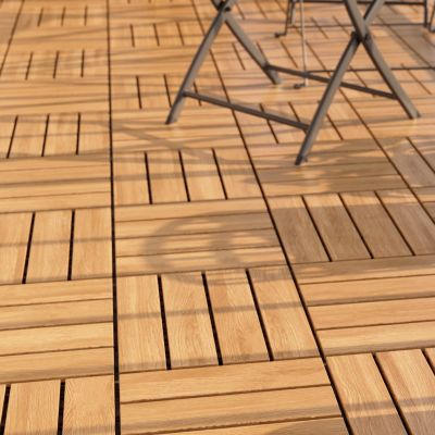 Dalle de terrasse bois d'acacia Floro Klikstrom L.30 x l.30 cm vendue par 4 pièces