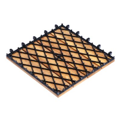 Dalle de terrasse bois d'acacia Floro Klikstrom L.30 x l.30 cm vendue par 4 pièces