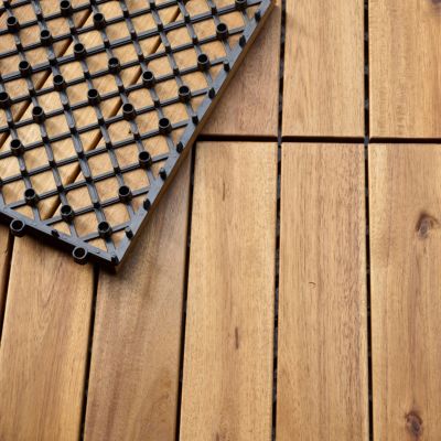 Dalle de terrasse bois d'acacia Floro Klikstrom L.30 x l.30 cm vendue par 4 pièces
