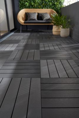 Dalle de terrasse composite anthracite 50 x 50 cm