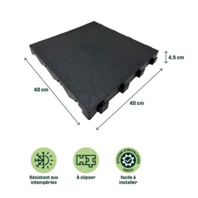 Dalle de terrasse composite aspect pierre anthracite Angara Klikstrom 40 x 40 cm