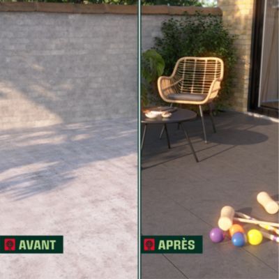 Dalle de terrasse composite aspect pierre anthracite Angara Klikstrom 40 x 40 cm