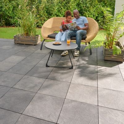 Dalle de terrasse composite aspect pierre anthracite Angara Klikstrom 40 x 40 cm