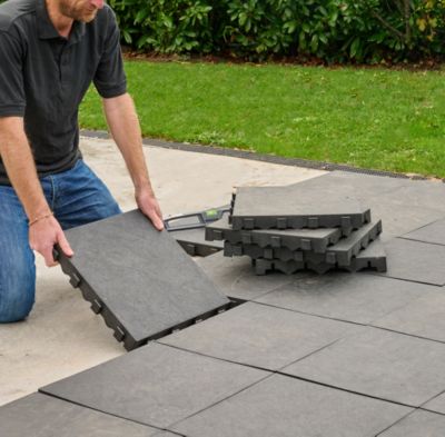 Dalle de terrasse composite aspect pierre anthracite Angara Klikstrom 40 x 40 cm