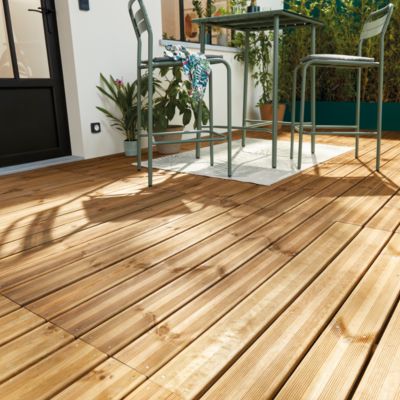 Dalle de terrasse en bois préassemblée L.120 x l.75 x ép.6,1 cm Klikstrom Halden