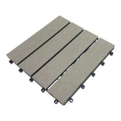 Dalle de terrasse en composite Floro Klikstrom gris L.30 x l.30 cm vendue par 4 pièces