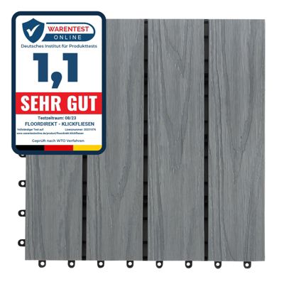 Dalle de Terrasse WPC Classic, Gris, 30 x 30 cm, 1 Pièce