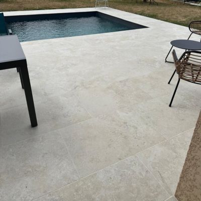 Dalle extérieure imitation travertin l.60xL.90 cm - Epaisseur 20 mm