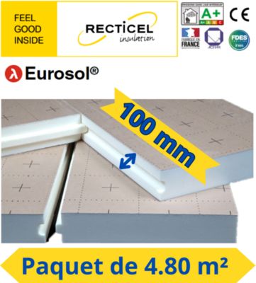Dalle isolant Polyuréthane 100 mm EUROSOL R4,65  Colis de 4,80 m²