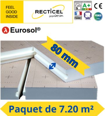 Dalle isolant Polyuréthane 80 mm EUROSOL R3,70  Colis de 7,20 m²