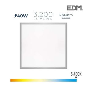 Dalle LED 40W carré 59,5x59,5mm Chrome mat - Blanc du Jour 6400K