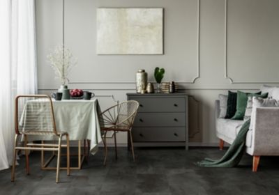 Dalle PVC à clipser Senso Clic 3 pierre noire 38,9 x 72,9 cm Gerflor