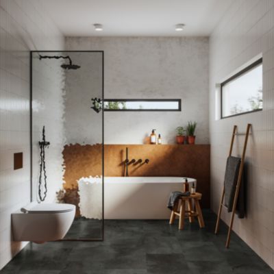Dalle PVC à clipser Senso Clic 3 pierre noire 38,9 x 72,9 cm Gerflor