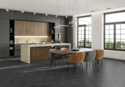 Dalle PVC à clipser Senso Premium acoutisque décor marbre gris foncé 39,9 x 73 cm