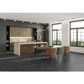 Dalle PVC à clipser Senso Premium acoutisque décor marbre gris foncé 39,9 x 73 cm