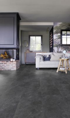 Dalle PVC à clipser Senso Premium Rigide acoutisque marbre gris foncé 39,9 x 73 cm, Gerflor