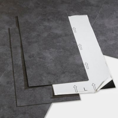Dalle PVC adhésive PopRock Béton anthracite 30 x 60 cm GoodHome (vendue au carton)