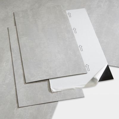 Dalle PVC adhésive PopRock Béton gris clair 30 x 60 cm GoodHome (vendue au carton)