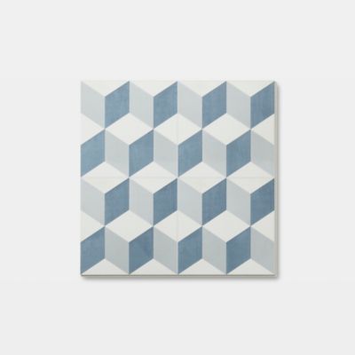 Dalle PVC adhésive PopRock Carreaux de ciment bleu 30 x 30 cm GoodHome (vendue au carton)