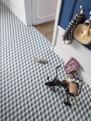 Dalle PVC adhésive PopRock Carreaux de ciment bleu 30 x 30 cm GoodHome (vendue au carton)