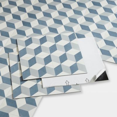 Dalle PVC adhésive PopRock Carreaux de ciment bleu 30 x 30 cm GoodHome (vendue au carton)