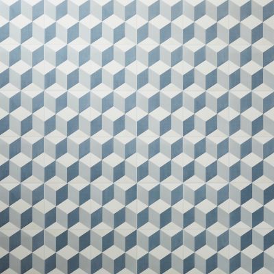 Dalle PVC adhésive PopRock Carreaux de ciment bleu 30 x 30 cm GoodHome (vendue au carton)