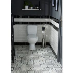 Dalle PVC adhésive PopRock Carreaux de ciment noir et blanc 30 x 30 cm GoodHome (vendue au carton)