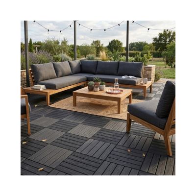Dalle PVC clipsable autoportante "Effet bois" - Marron taupe 39 x 39 cm