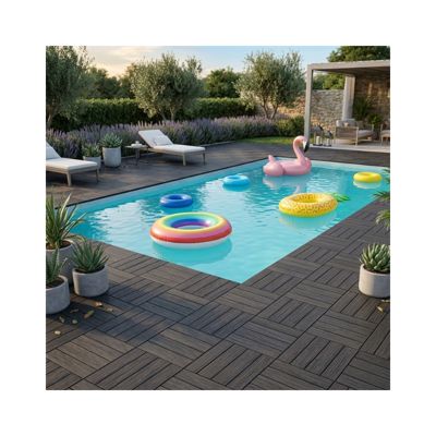 Dalle PVC clipsable autoportante "Effet bois" - Marron taupe 39 x 39 cm