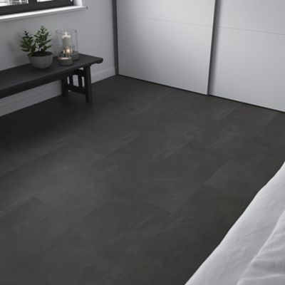 Dalle PVC clipsable Baila décor ardoise noire L.61 x l.30,5cm GoodHome