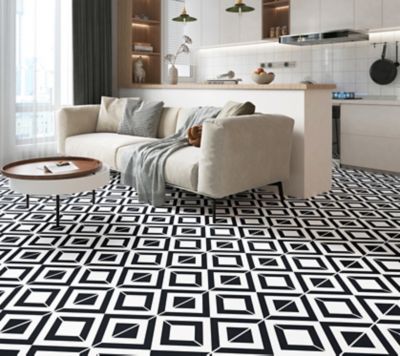 Dalle PVC clipsable Baila décor carreaux de ciment NB L. 61 x l. 30.5 cm GoodHome