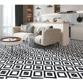 Dalle PVC clipsable Baila décor carreaux de ciment NB L. 61 x l. 30.5 cm GoodHome