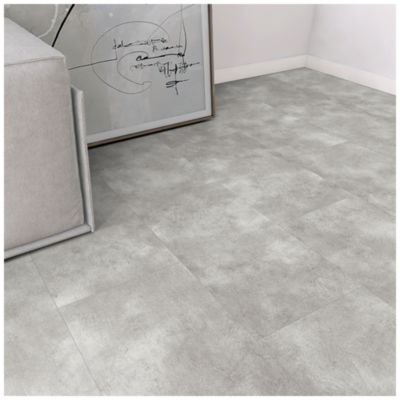 Dalle PVC clipsable Capella effet béton gris L.61 x l. 30.5cm GoodHome
