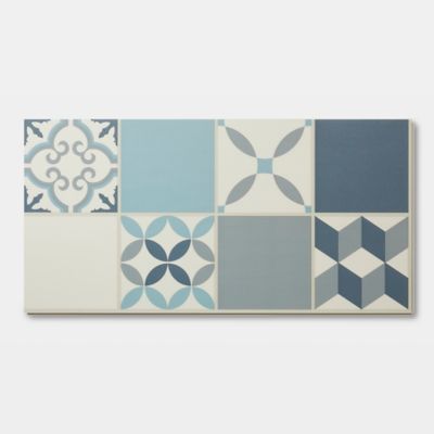 Dalle PVC clipsable Jazy Carreaux de ciment bleu L.61 x l.30,5cm GoodHome (vendue au carton)
