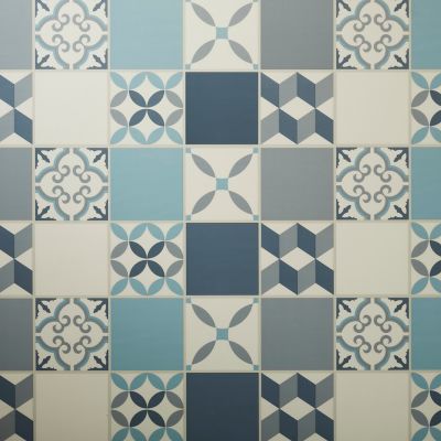 Dalle PVC clipsable Jazy Carreaux de ciment bleu L.61 x l.30,5cm GoodHome (vendue au carton)