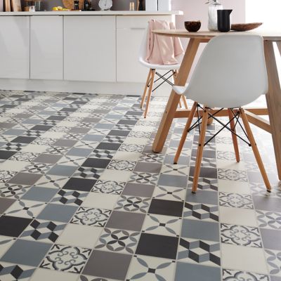 Dalle PVC clipsable Jazy Carreaux de ciment gris 30 x 60 cm GoodHome (vendue au carton)