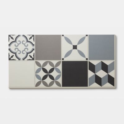 Dalle PVC clipsable Jazy Carreaux de ciment gris 30 x 60 cm GoodHome (vendue au carton)
