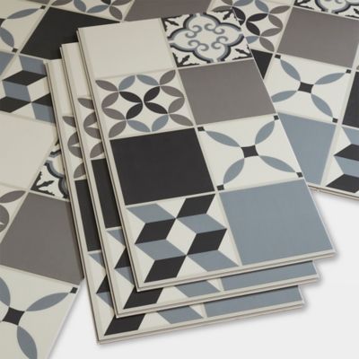Dalle PVC clipsable Jazy Carreaux de ciment gris 30 x 60 cm GoodHome (vendue au carton)