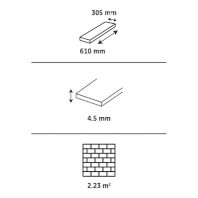 Dalle PVC clipsable Mambo 63x32 cm ardoise GoodHome (vendue au carton)