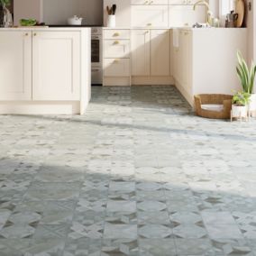 Dalle PVC clipsable Mambo 63x32 cm décor carreaux ciment gris GoodHome (vendue au carton)