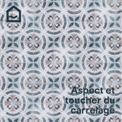 Dalle PVC clipsable Mambo 63x32 cm décor carreaux ciment multico GoodHome (vendue au carton)